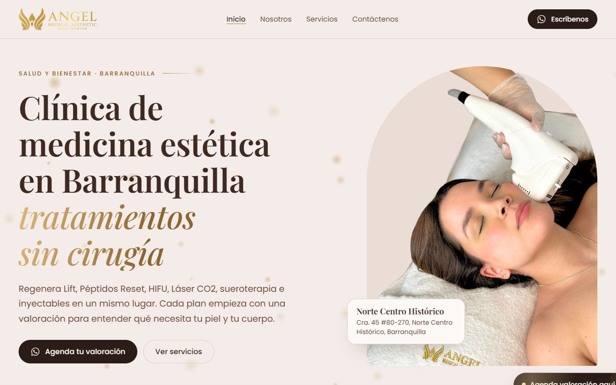 Sitio web de Angel Medical Aesthetic