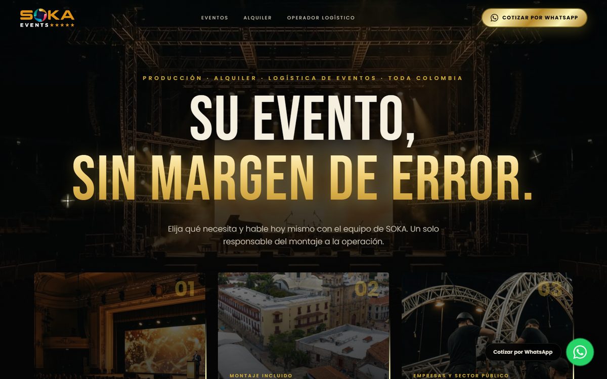 Sitio web de SOKA Eventos